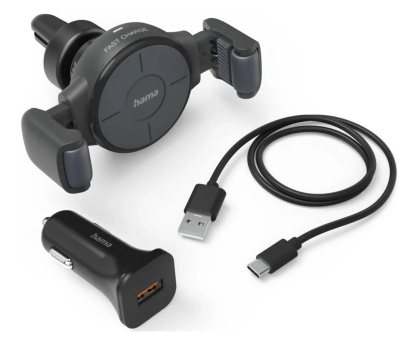 Uchwyt do telefonów Hama UCHWYT SAMOCHODOWY INDUKCYJNY "FC 10 FLEX SET" 10W, CZARNY